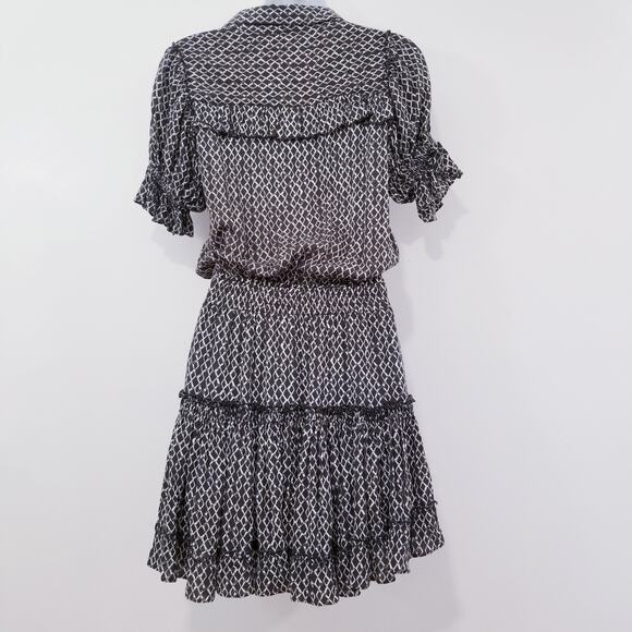 Skylar + Madison Diamond Print Shirred-Waist Mini Dress - Picture 4 of 11